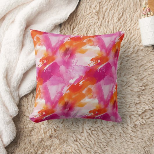 Waterverf Roze Oranje Abstract Kussen (Deken)