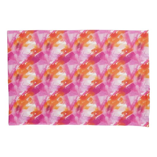 Waterverf Roze Oranje Abstract Kussensloop (Voorkant)
