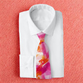 Waterverf Roze Oranje Abstract Stropdas