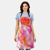 Waterverf Roze Oranje Abstracte Keuken  Schort (Gedragen)