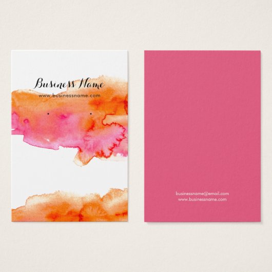 Waterverf roze Oranje achtergrond die Kaarten verd Visitekaartje (Voorkant /achterkant)