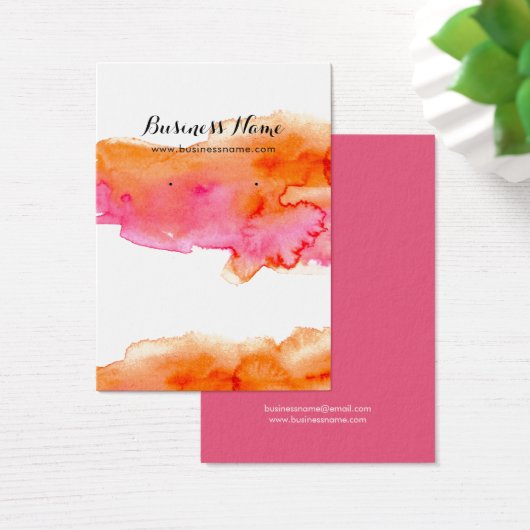 Waterverf roze Oranje achtergrond die Kaarten verd Visitekaartje (Bureau)