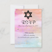 Waterverf Roze Oranje Blauw Gold Bat Mitzvah RSVP (Voorkant)