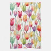  WATERVERF ROZE & ORANJE BLOEMTULPEN THEEDOEK (Verticaal)