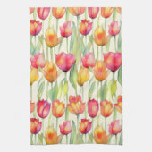  WATERVERF ROZE & ORANJE BLOEMTULPEN THEEDOEK (Verticaal)