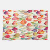  WATERVERF ROZE & ORANJE BLOEMTULPEN THEEDOEK (Horizontaal)