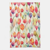  WATERVERF ROZE & ORANJE BLOEMTULPEN THEEDOEK (Verticaal)