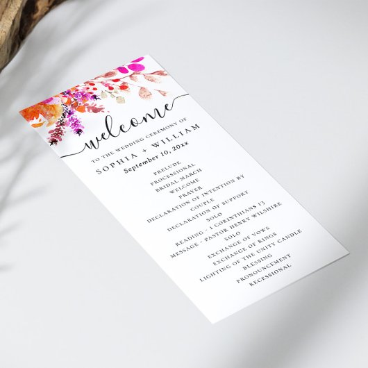 Waterverf roze oranje herfst bloemend scriptuur br programmakaart