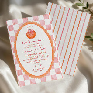 Waterverf Roze Oranje Kleine Pompoen Meisje Baby Kaart