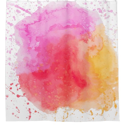 Waterverf roze oranje rood troebel douchegordijn (Voorkant)