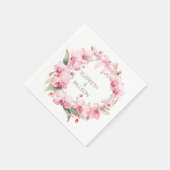 Waterverf roze orchidee krans servet (Hoek)