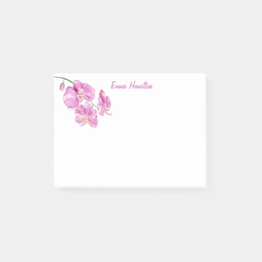 Waterverf roze orchideeën personaliseren post-it® notes (Voorkant)