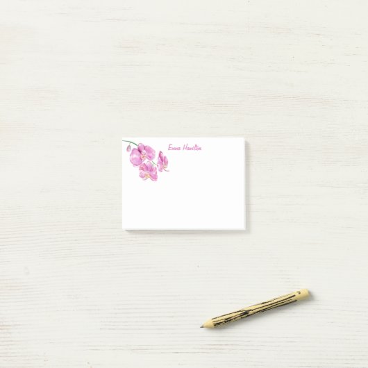 Waterverf roze orchideeën personaliseren post-it® notes (Op bureau)
