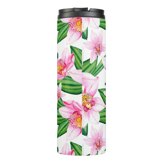 Waterverf Roze Orchideeën Thermosbeker (Achterkant)