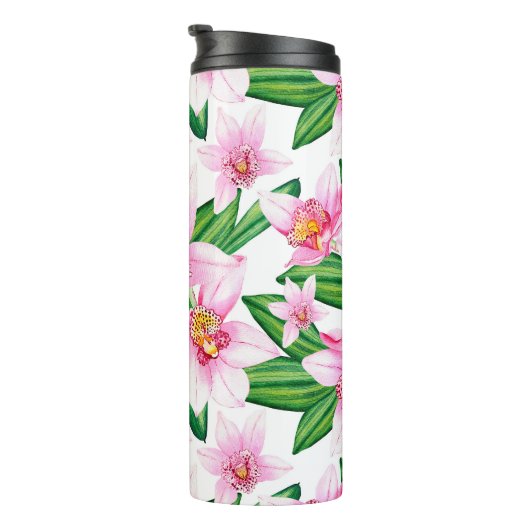 Waterverf Roze Orchideeën Thermosbeker (Geroteerd rechts)