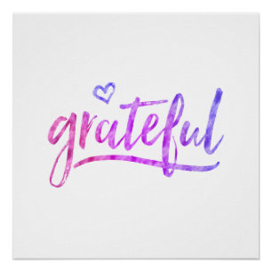 Waterverf roze Paars blauw Poster