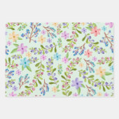 Waterverf Roze, Paars, Blauwe Kleine Bloemen Inpakpapier Vel (Voorkant 3)