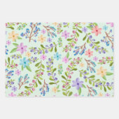 Waterverf Roze, Paars, Blauwe Kleine Bloemen Inpakpapier Vel (Voorkant)