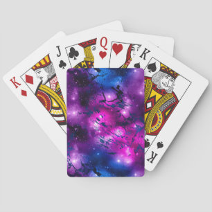 Waterverf Roze, Paars & Blauwe Marmer Melkweg Pokerkaarten