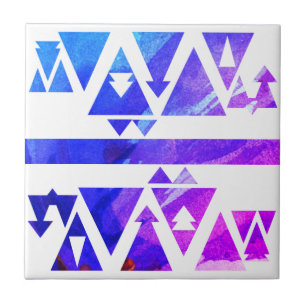 Waterverf Roze Paars en Blauw Stencil Tegeltje
