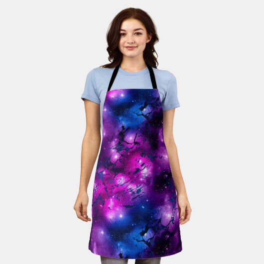 Waterverf Roze, Paars en Blauwe Melkweg Schort (Gedragen)