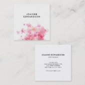 Waterverf roze paars floraal wit professioneel vierkante visitekaartje (Voorkant / Achterkant)