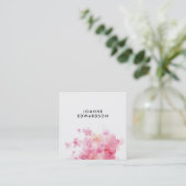 Waterverf roze paars floraal wit professioneel vierkante visitekaartje (Staand voorkant)