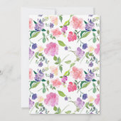 Waterverf Roze Paars Floral Baby shower Kaart (Achterkant)