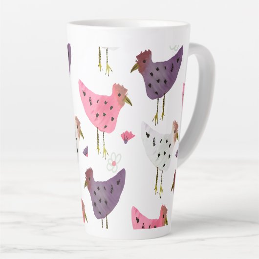 Waterverf Roze Paars Floral Patroon Latte Mok (Rechterhoek)