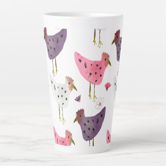 Waterverf Roze Paars Floral Patroon Latte Mok (Voorkant)