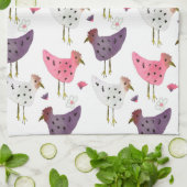 Waterverf Roze Paars Floral Patroon Theedoek (Gevouwen)