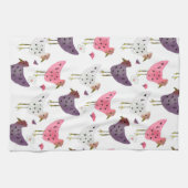 Waterverf Roze Paars Floral Patroon Theedoek (Horizontaal)