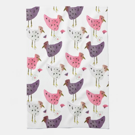 Waterverf Roze Paars Floral Patroon Theedoek (Verticaal)