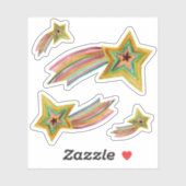 Waterverf roze Paars geel groen Sticker (Vel)