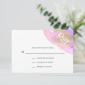 Waterverf Roze Paars Gold BAT MITZVAH RSVP Kaartje (Staand voorkant)