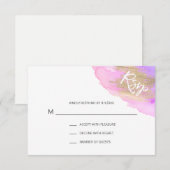 Waterverf Roze Paars Gold BAT MITZVAH RSVP Kaartje (Voorkant / Achterkant)