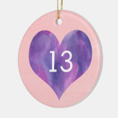 Waterverf Roze Paars Hart 13e verjaardag Keramisch Ornament (Links)