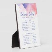 Waterverf Roze Paars Salon Price Menu Plaque Fotoplaat (Zijkant)
