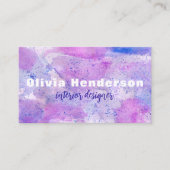 Waterverf Roze Paarse Blauwe Interieurontwerper Visitekaartje (Voorkant)
