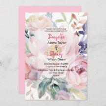  Waterverf Roze Paarse Bloemen Bruiloft