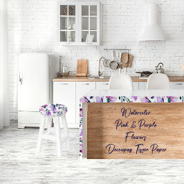 Waterverf Roze & Paarse Bloemen Decoupage Weefsel Tissuepapier