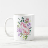 Waterverf Roze paarse bloemen legant monogram Koffiemok (Links)