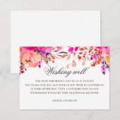 Waterverf roze paarse bloemenbruiloft die goed wen informatiekaartje (Voorkant / Achterkant)