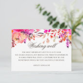 Waterverf roze paarse bloemenbruiloft die goed wen informatiekaartje (Staand voorkant)