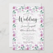 Waterverf roze Paarse bruiloft Uitnodiging (Voorkant)
