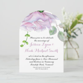 Waterverf Roze Paarse Groene Floral Wedding Kaart