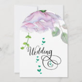 Waterverf Roze Paarse Groene Floral Wedding Kaart (Achterkant)