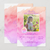 Waterverf Roze Paarse Meisje 3e VERJAARDAGSFEEST Kaart (Voorkant / Achterkant)