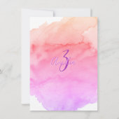 Waterverf Roze Paarse Meisje 3e VERJAARDAGSFEEST Kaart (Achterkant)