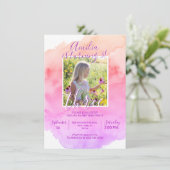 Waterverf Roze Paarse Meisje 3e VERJAARDAGSFEEST Kaart (Staand voorkant)